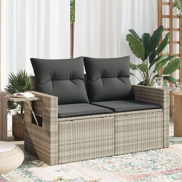 vidaXL Garden Sofa Light grey sofa, Dark grey cushions