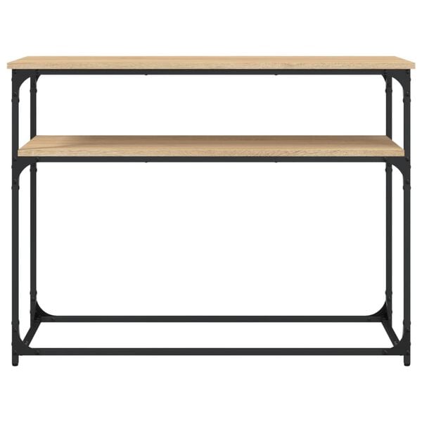 vidaXL Console Table Sonoma Oak Engineered Wood, Metal 39.4x14.0x29.5 in