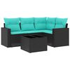vidaXL 5 Piece Patio Sofa Set with Cushions Black Poly Rattan