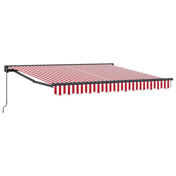 vidaXL Retractable Awning Manual Red and White 118.11 x 98.43 in
