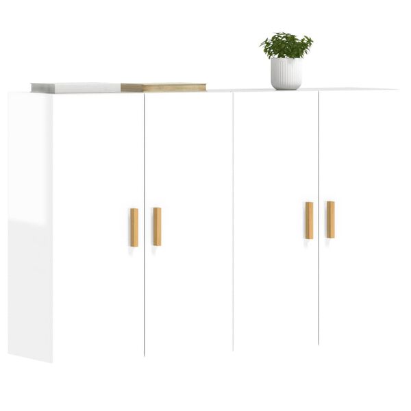 vidaXL Wall Mounted Cabinet Set of 2 High Gloss White