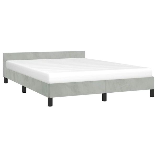 vidaXL Bed Frame With Headboard Light Grey