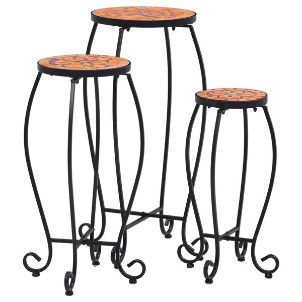 vidaXL Table Set of 3 Terracotta and Black Iron frame, Ceramic top
