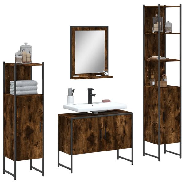 vidaXL Bathroom Cabinet Set Smoked oak