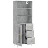 vidaXL Highboard Concrete Grey Engineered Wood, Iron, Glass Extra Tall