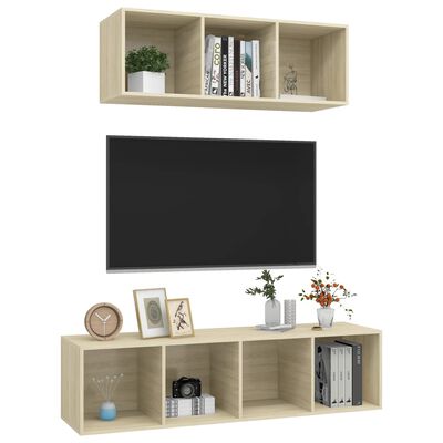 vidaXL 2 Piece TV Cabinet Set Sonoma Oak Chipboard