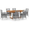 vidaXL 7 Piece Patio Dining Set Poly Rattan Gray