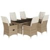 vidaXL 9 Piece Patio Dining Set with Cushions Beige Poly Rattan