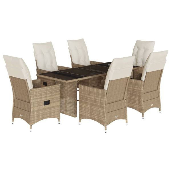 vidaXL 9 Piece Patio Dining Set with Cushions Beige Poly Rattan