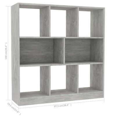 vidaXL Book Cabinet Concrete Gray 38.4"x11.6"x39.4" Engineered Wood
