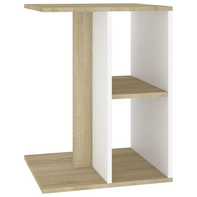 vidaXL Side Table White and Sonoma Oak 23.6"x15.7"x17.7" Engineered Wood