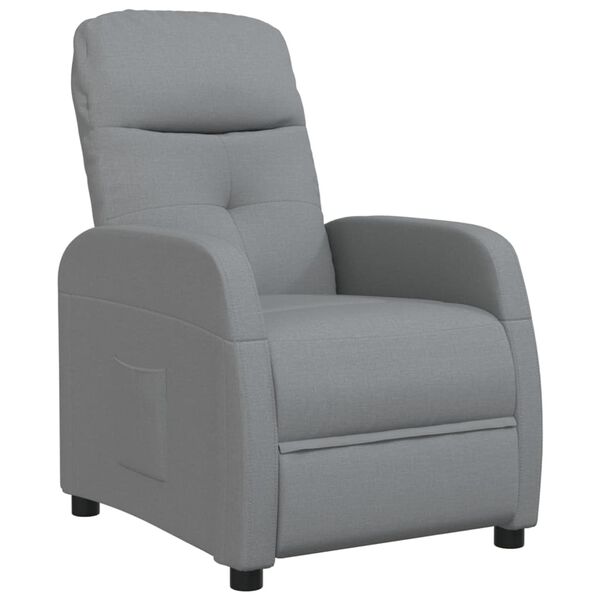 vidaXL Recliner Light Gray Polyester Standard Adjustable Headrests
