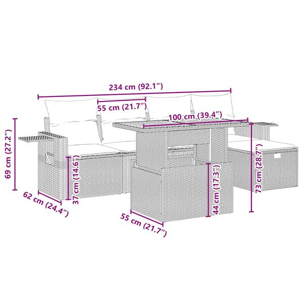 vidaXL Garden Sofa Set Beige