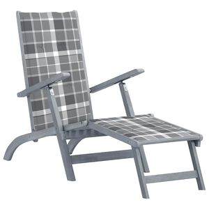 vidaXL Patio Deck Chair Grey Solid Acacia wood, 100% polyester Medium