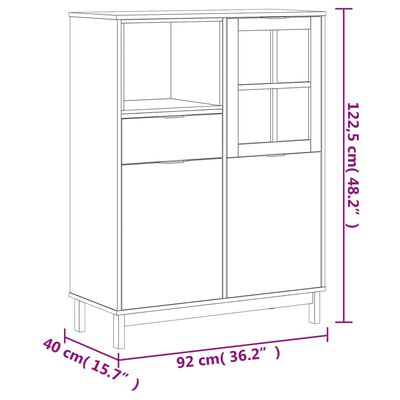 vidaXL Highboard with Glass Door FLAM 36.2"x15.7"x48.2" Solid Wood Pine