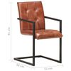 vidaXL Dining Chair Set of 6 Brown Genuine leather, powder-coated steel