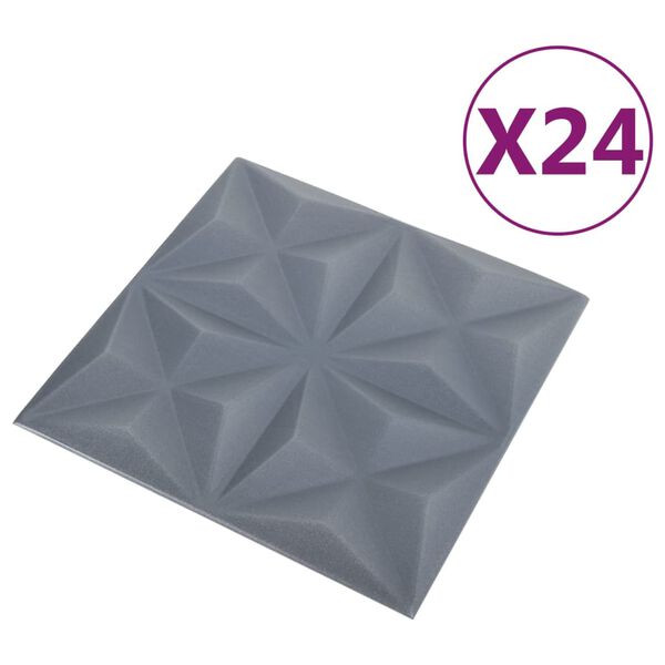 vidaXL 3D Wall Panels 24 pcs 19.7"x19.7" Origami Gray 64.6 ft&sup2;