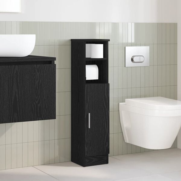 vidaXL Bathroom Cabinet Black Engineered wood Slim Bathroom Cabinet