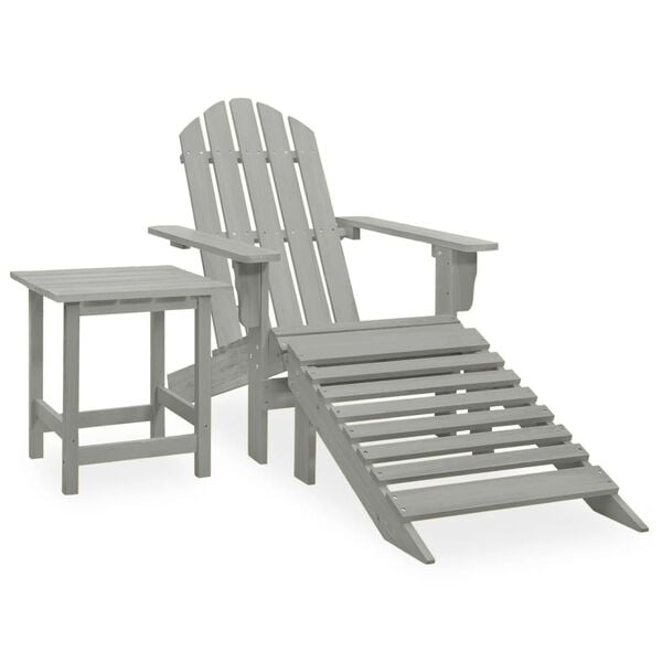 vidaXL Garden Chair Grey Solid Fir Wood Large Detachable Garden Chair