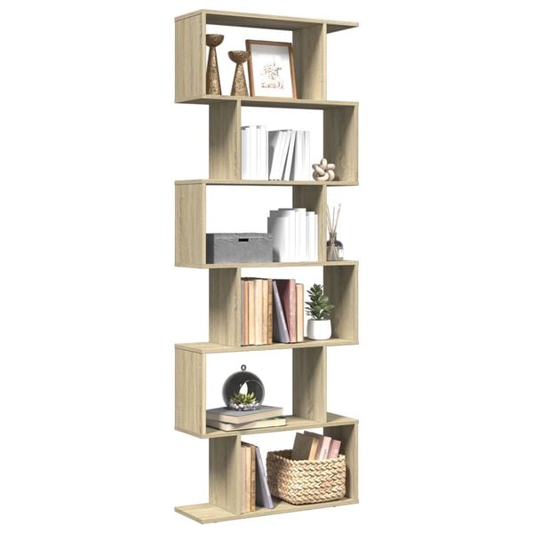 vidaXL Room Divider Bookcase Sonoma oak Engineered wood 27.6x9.4x76.0 in