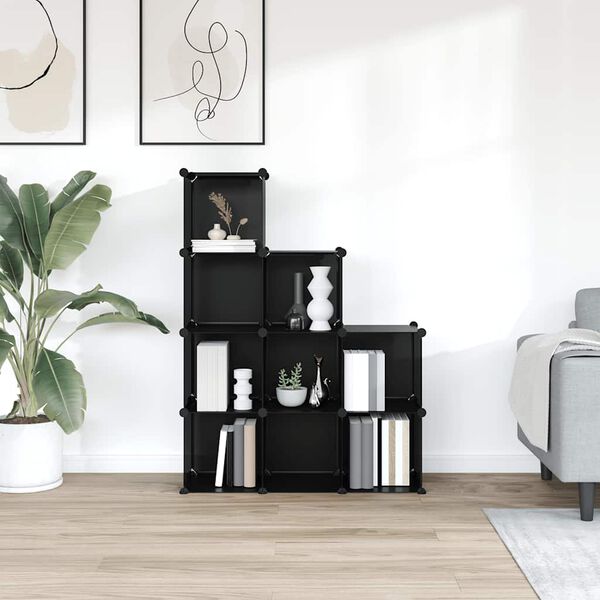 vidaXL Storage Cube Organizer Black PP Plastic, Steel Medium Lightweight