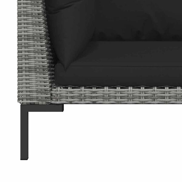 vidaXL Garden Sofa Dark Grey, Black