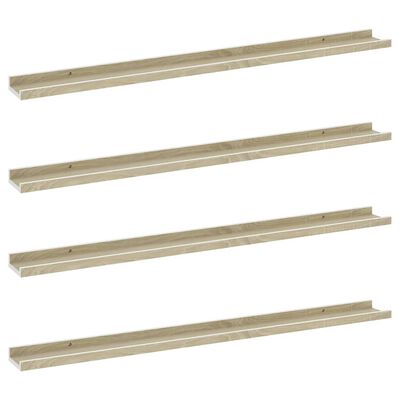 vidaXL Wall Shelves 4 pcs White and Sonoma Oak 39.4"x3.5"x1.2"