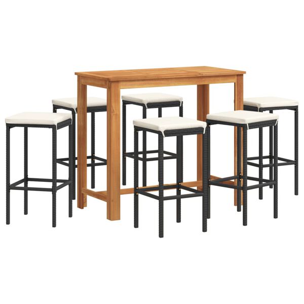 vidaXL Garden Bar Set Black, Cream White