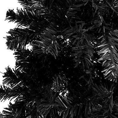 vidaXL Slim Pre-lit Christmas Tree with Ball Set Black 70.9"