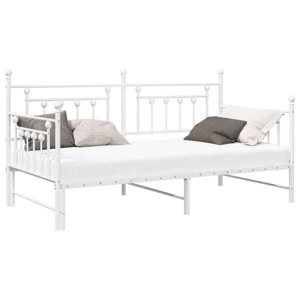 vidaXL Daybed Frame with Headboard White 35.4" x 78.7" Steel