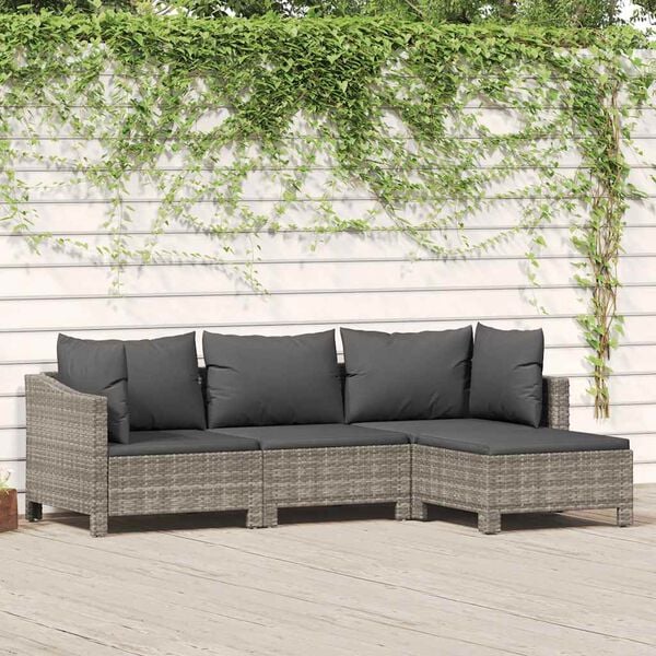 vidaXL Garden Lounge Set Gray Poly rattan Medium Durable