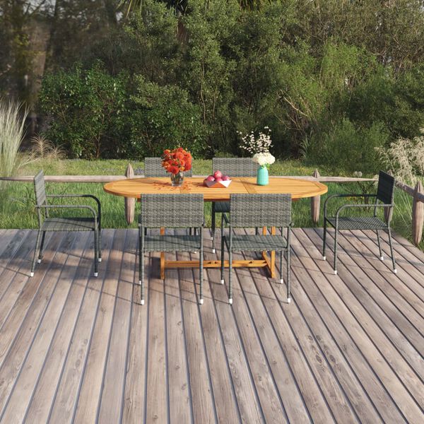vidaXL Dining Set Anthracite Solid acacia wood, PE rattan, Steel 6-seater