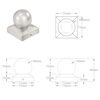 vidaXL Post Caps 6 pcs Globe Final Galvanised Metal 2.80x2.80"