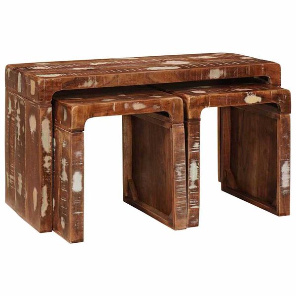 vidaXL Nesting Tables Brown Solid Mango Wood