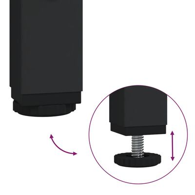 Close-up of adjustable leveling foot on furniture leg for stability.