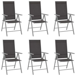 vidaXL Garden Chair Set of 6 Black and silver Aluminum, Textilene