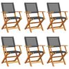 vidaXL Folding Patio Chairs 6 pcs Black Poly Rattan and Solid Wood