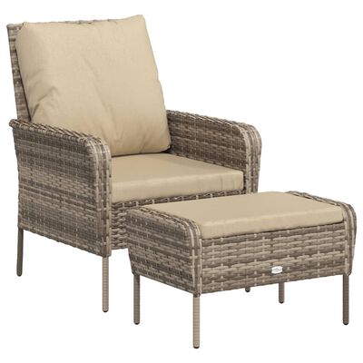 vidaXL Patio Chair with Footstool Light Brown Poly Rattan