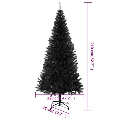 vidaXL Artificial Christmas Tree with Stand Black 7 ft PVC