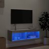 vidaXL TV Stand with LED Lights Gray Sonoma 39.4"x11.8"x11.8"