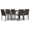 vidaXL Garden Dining Set Brown chairs, black table, cream white cushions