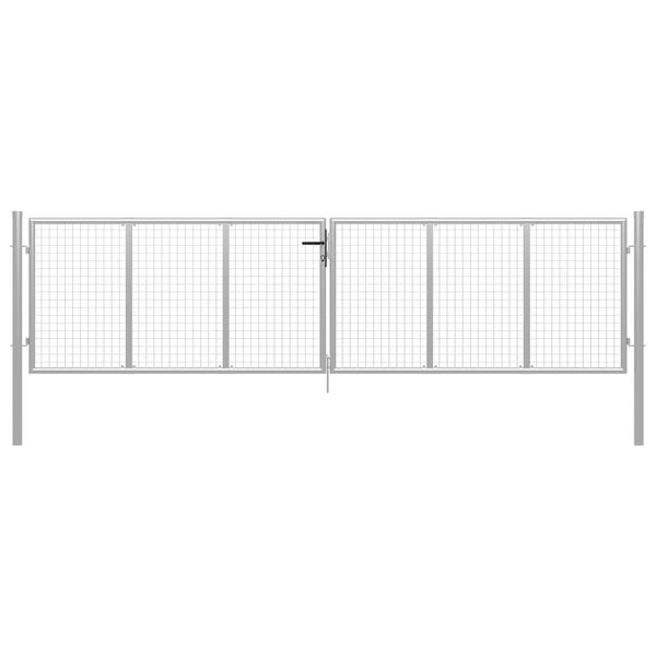 vidaXL Garden Gate Galvanised Steel 157.5x39.4" Silver