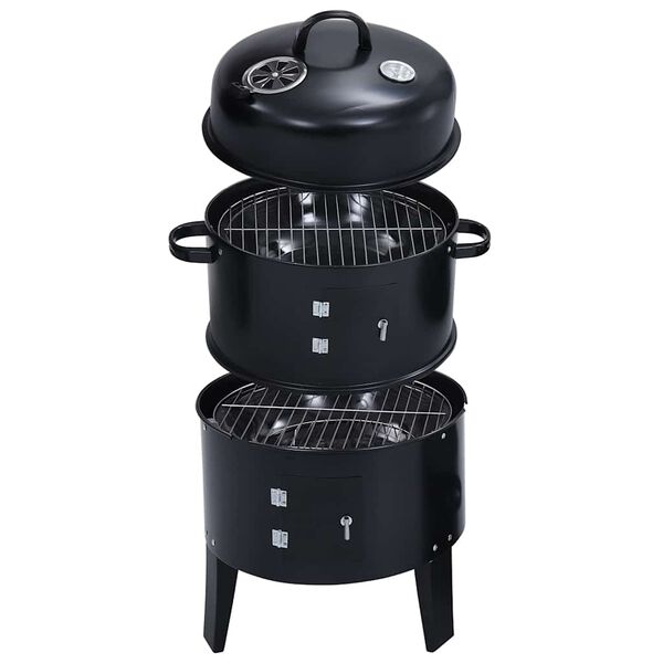 vidaXL 3-in-1 Charcoal Smoker BBQ Grill 15.7"x31.4"