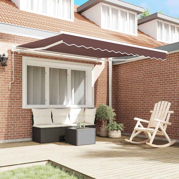 vidaXL Retractable Awning Brown, White