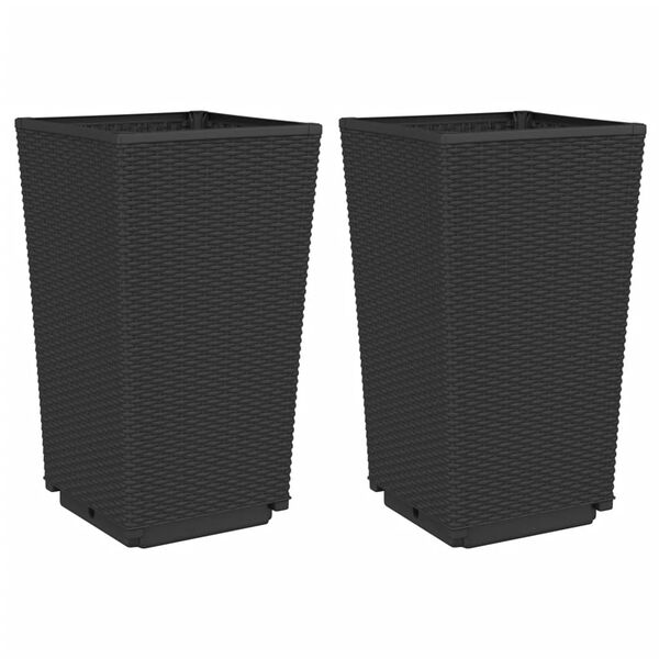 vidaXL Garden Planter Set of 2 Black PP (polypropylene)