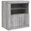 vidaXL Sideboard with LED Lights Gray Sonoma 63.8"x14.6"x26.4"