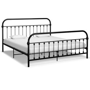 vidaXL Bed Frame Black Metal Super King Classic/Traditional Bed Frame
