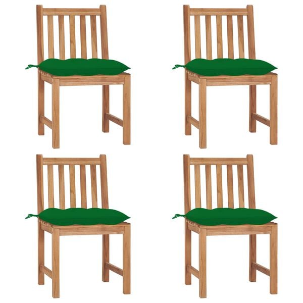 vidaXL Patio Chair Set of 4 Teak wood color Solid Teak wood Standard