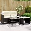 vidaXL Garden Sofa Set Black PE Rattan 2-Seater Adjustable Feet