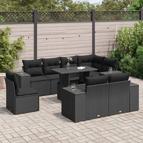 vidaXL Garden Sofa Set Black